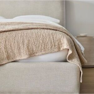 WEST ELM Full/Queen Cotton Waffle Blanket NATURAL New